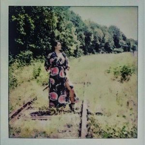 Cotton Yukata pink and blue with belt kimono